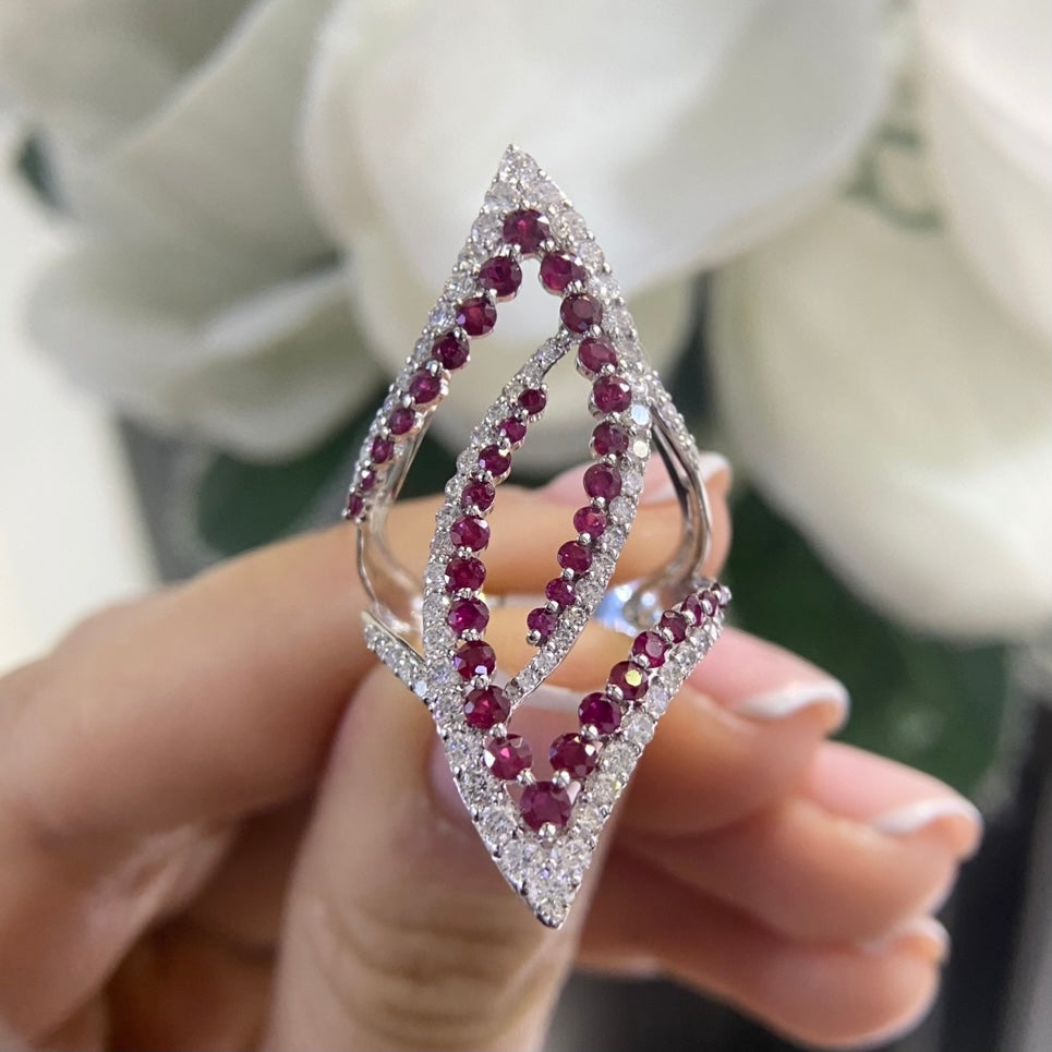 18K White Gold Ruby & Diamond Ring – 1.62CT Rubies / 1.40CT Diamonds | BALTT