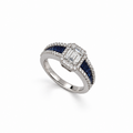 14K White Gold 0.69CT Diamonds & 0.88CT Sapphires Ring RN4313SA-003