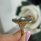 14K Yellow Gold Ring with 19.32CT Smoky Topaz, 1.22CT Champagne Diamonds & 0.31CT White Diamonds | DC-R9895-2