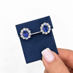 14K White Gold 4.00 Ct Tanzanite & 2.05 Ct Diamond Earrings