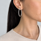18K White Gold 2.35 Ct Diamond Hoop Earrings