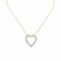 14K Yellow Gold 2.00CT Round Diamond Heart Pendant Necklace IJJJ