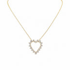 14K Yellow Gold 2.00CT Round Diamond Heart Pendant Necklace IJJJ