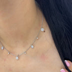 18Kt White Gold Necklace with 1.10ct total in round cut Natural diamonds . WF-138185-1 IJJJ
