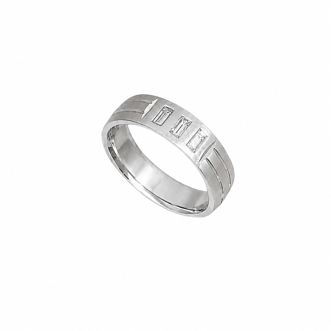 14K Platinum Baguette Diamond Men’s Wedding Band Ring – 0.30CT WB027 IJJJ