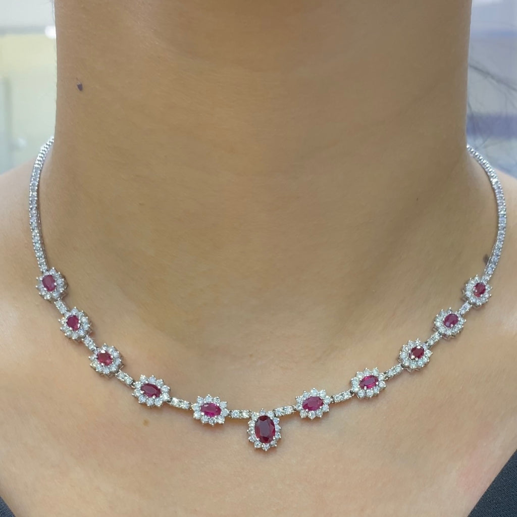 18K White Gold Ruby & Diamond Necklace – 3.20CT Rubies / 4.75CT Diamonds | CDN003