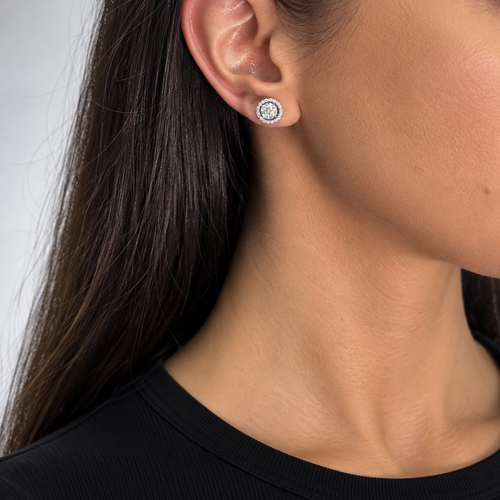 14K White Gold 2.00 Ct Round Diamond Stud Earrings with 0.45 Ct Diamond Jackets