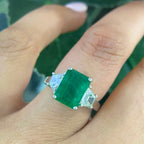 14K White Gold Emerald & Diamond Ring – 3.94CT Emerald / 0.70CT Diamonds | EMDR015