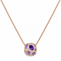 14K Rose Gold 0.28CT Amethyst & 0.26CT Diamond Pendant Necklace – 15.75” W8386