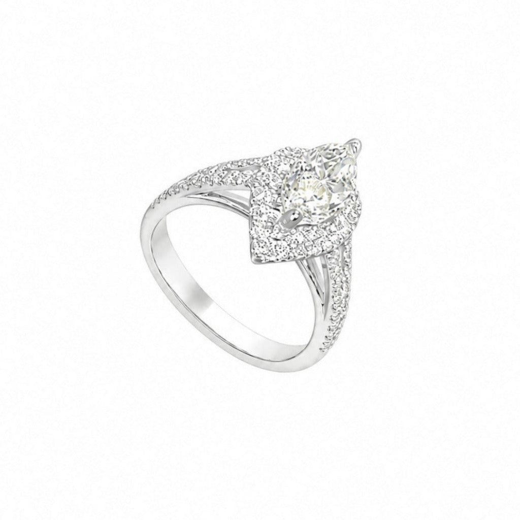 18K White Gold 2.14CT Marquise Diamond Ring MQER012 LNJ GJTJ