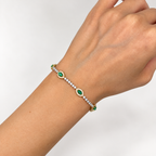 18K White & Yellow Gold 1.30 CT Diamond & 0.92 CT Emerald Station Bracelet – 7.5” CDB014 ITJJ