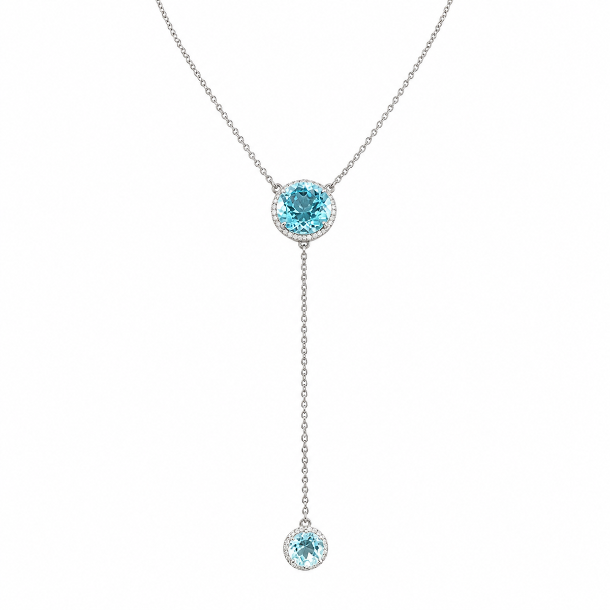 14K White Gold Blue Topaz & Diamond Necklace – 8.28 CT Blue Topaz, 0.13 CT Diamonds AR2950BTWG