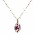 14K Rose Gold Pendant Necklace with 0.76ct Diamonds and 3.17ct Color Stones