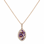 14K Rose Gold Pendant Necklace with 0.76ct Diamonds and 3.17ct Color Stones