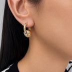 14K Yellow Gold Diamond Charm Hoop Earrings KVE00385-002 INJJ