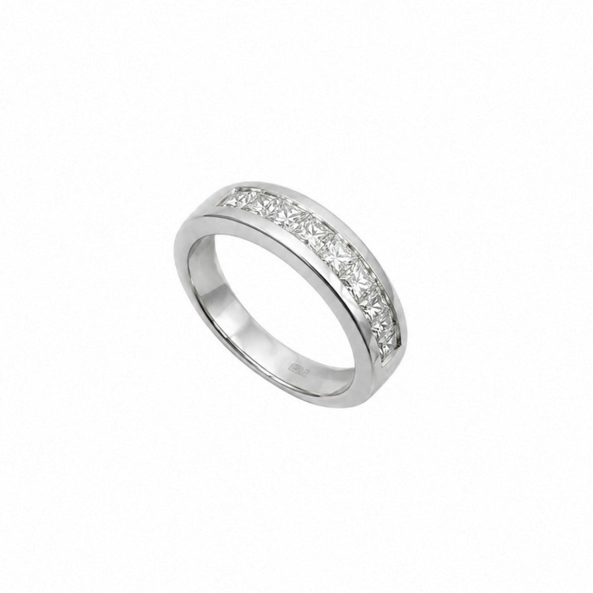 14K White Gold Princess Cut Diamond Band Ring – 1.62CT WB140 IGTJ