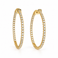 14K Yellow Gold 2.40 CT Inside-Out Diamond Hoop Earrings