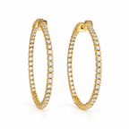 14K Yellow Gold 2.40 CT Inside-Out Diamond Hoop Earrings