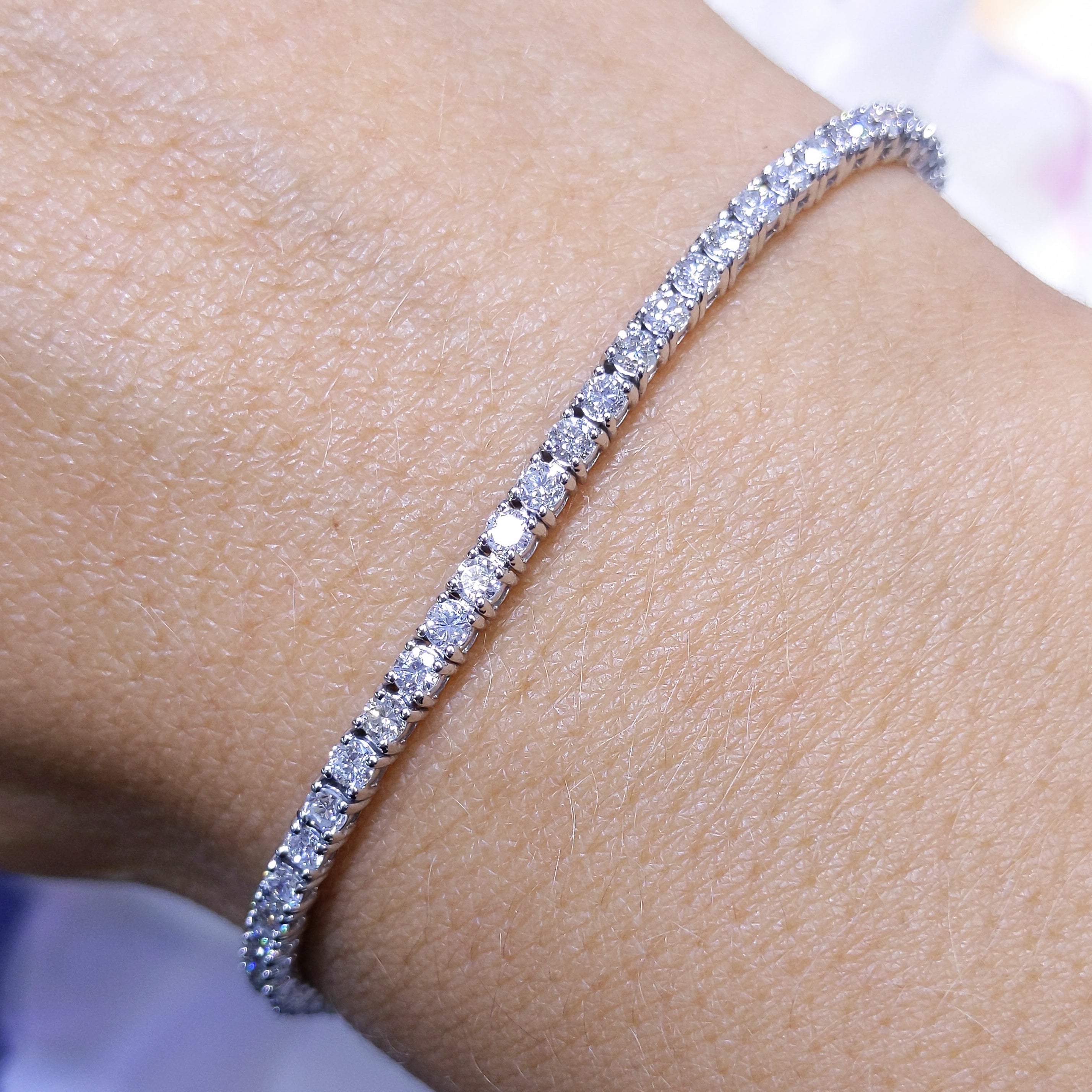 14K White Gold Natural Diamond Tennis Bracelet – 2.80CT | DB0045