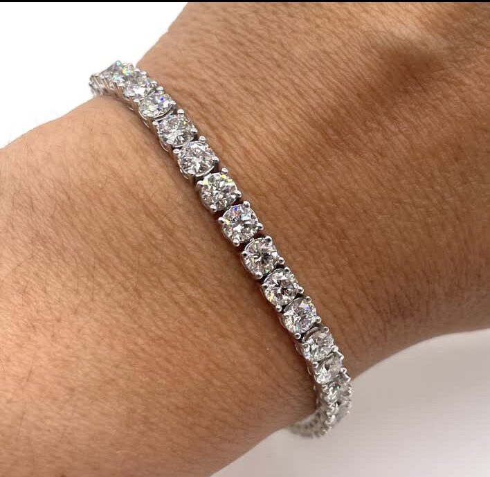 14K White Gold Lab Grown Diamond Tennis Bracelet with 10.05CT Round Diamonds DB150/NJJJ