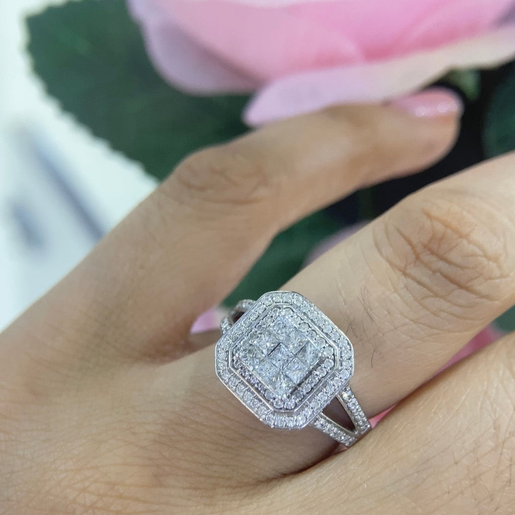 14K White Gold Diamond Ring – 1.00CT DR457 TTJ