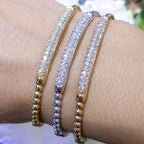 18K Rose Yellow or White Gold Bangle Bracelet with 55 Pave-Set High Quality White Diamonds DBAN005
