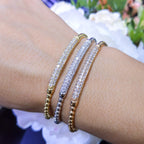 18K Rose Yellow or White Gold Bangle Bracelet with 55 Pave-Set High Quality White Diamonds DBAN005