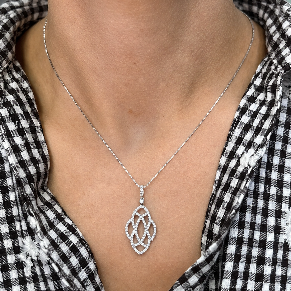 18K White Gold Diamond Necklace – 0.96 CT Diamonds LZT ITJ