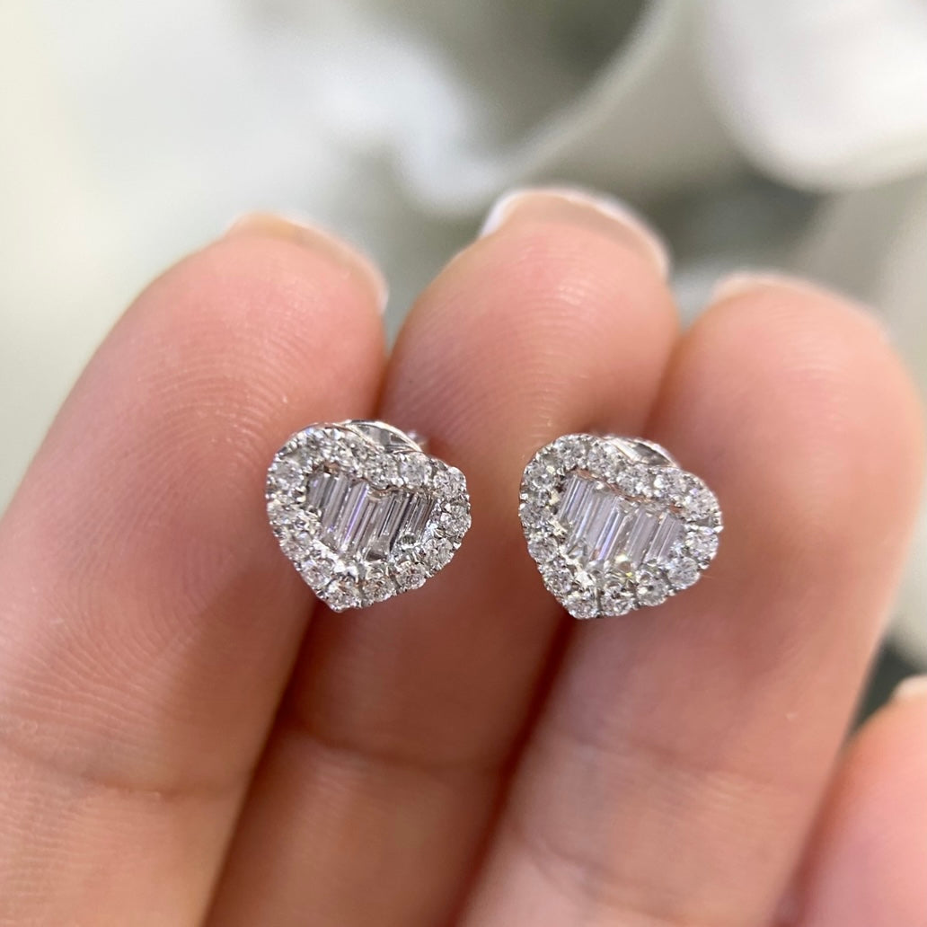14K White Gold Heart Shape Diamond Stud Earrings 0.45CT – PJE477-13014 TLT