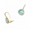 18K Yellow Gold 5.30ct Blue Topaz & 0.43ct Diamond Halo Drop Earrings COLER025 ETJ