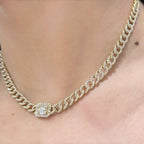 14K Yellow Gold Necklace Chain style with 2.69ct in rd diamonds and 0.43ct in baguettes. PJN497YG AZIJ