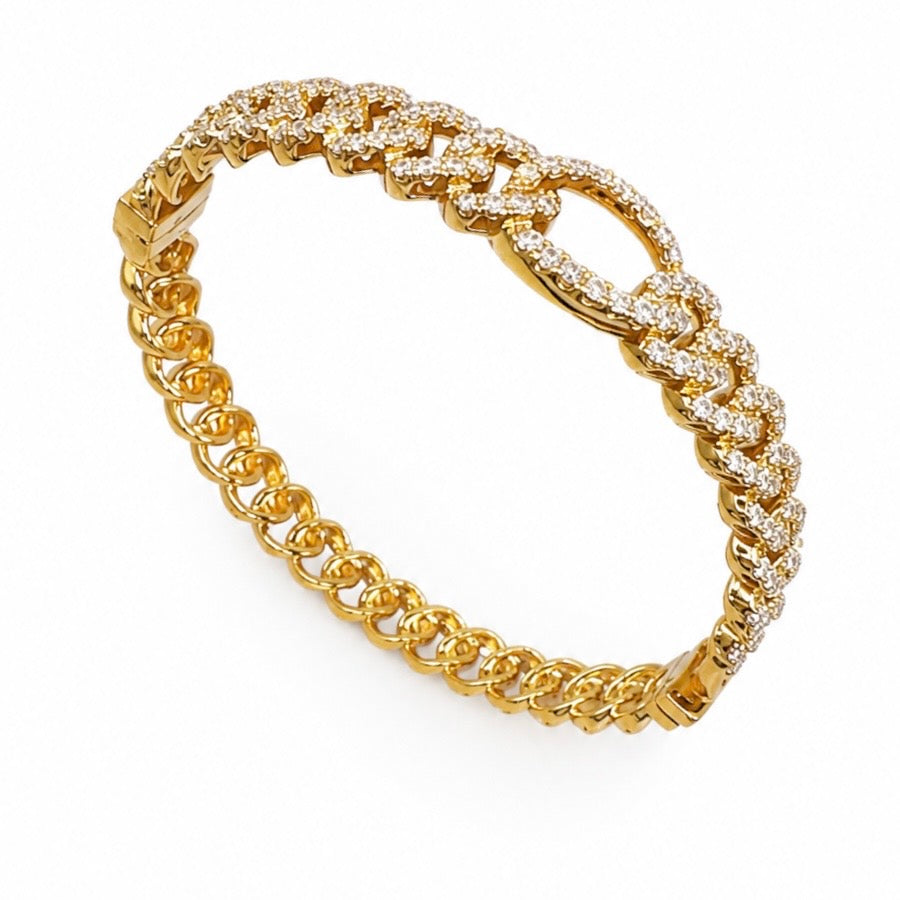 18K Yellow Gold Diamond Bangle Bracelet – 2.25ct Diamonds DBAN026 NJNJ
