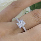 18K White Gold GIA Certified Radiant Cut Diamond Ring – 1.51CT Center / 1.10CT Side Diamonds E/VS2 | RADER008