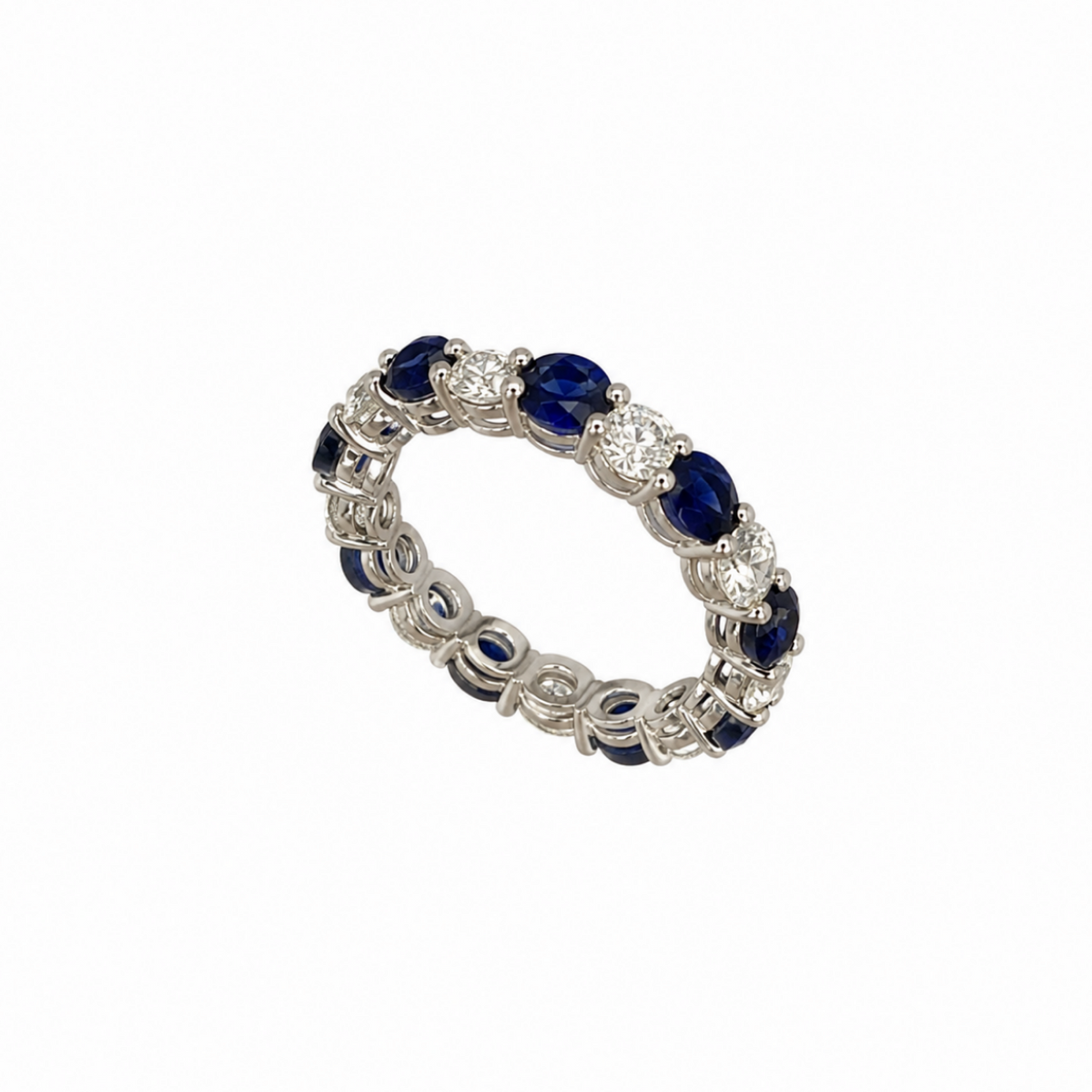 14K White Gold Diamond & Sapphire Eternity Band – 5.25CT SDR095 IZJJ
