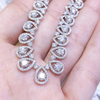 18K White Gold Tear Drop Halo Necklace with the total of 13.35ct Round Diamonds