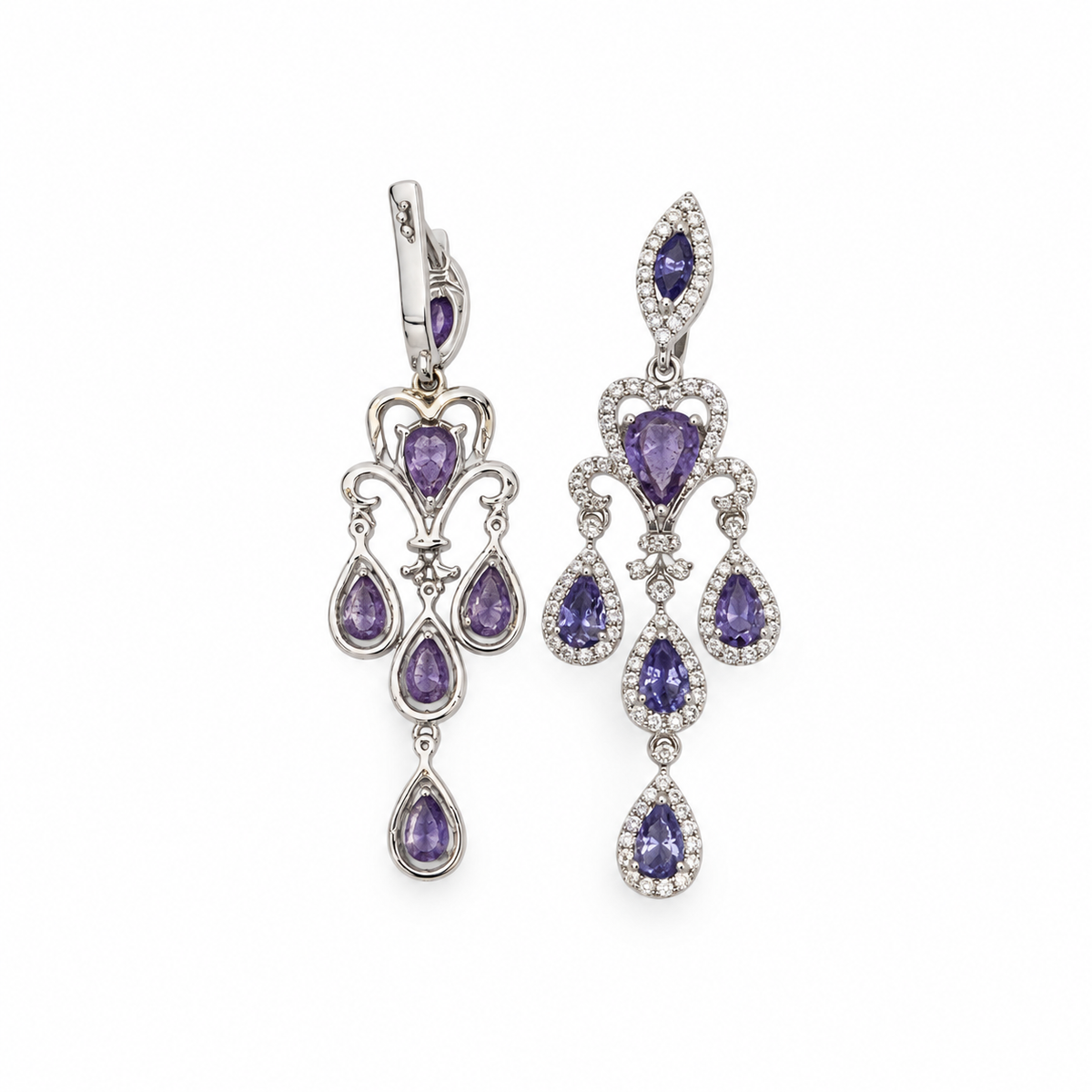 14K White Gold 3.35 Ct Tanzanite & 0.86 Ct Diamond Drop Earrings V875TZE4WK IEJJ