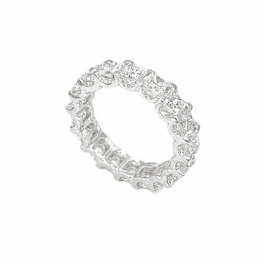 14K White Gold 3.03CT Princess Cut Diamond Band Ring WB601 GATJ
