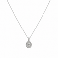 14K White Gold Pear & Round Diamond Pendant Necklace – 1.35CT GJJJ