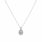 14K White Gold Pear & Round Diamond Pendant Necklace – 1.35CT GJJJ