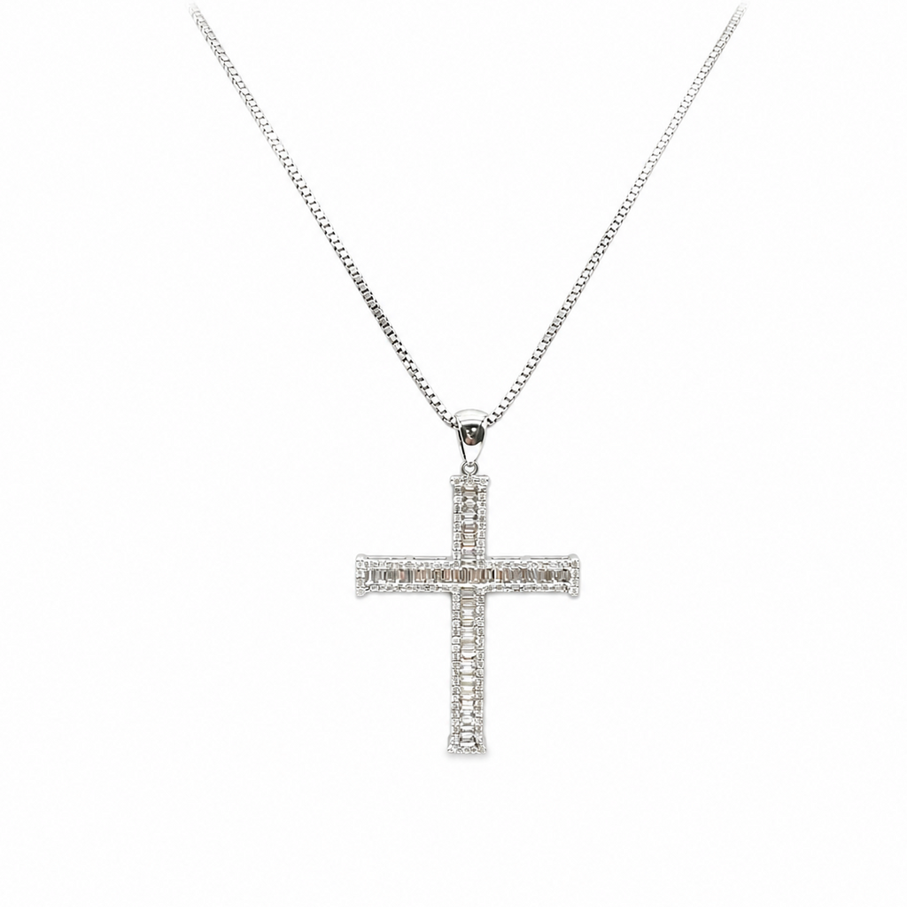 14K White Gold 2.05 CT Diamond Cross Pendant Necklace PJP19242 GTT