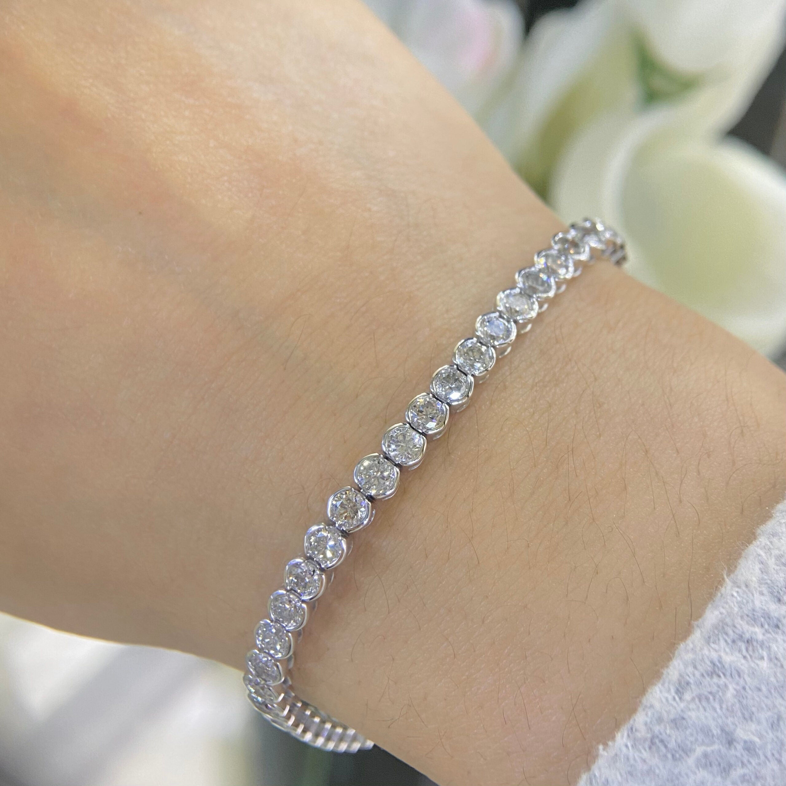 14K White Gold Tennis Bracelet with 6.00CT Natural Diamonds DB085 G,ITLJ