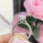 18K White Gold Oval Lab-Grown Diamond Ring – 3.07CT Center / 0.39CT Side Diamonds E/VS1 | OVER023
