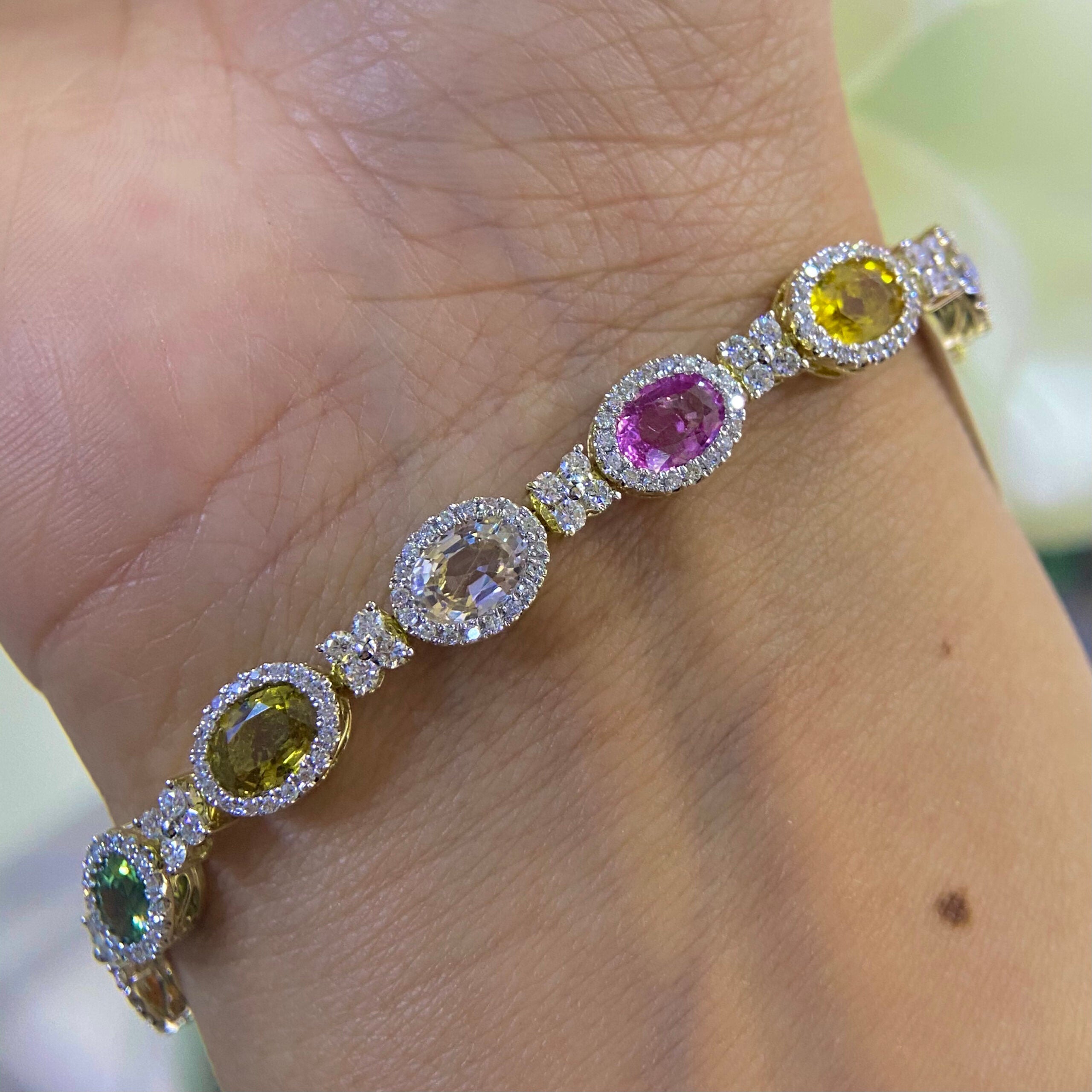 14K Yellow Gold Sapphire and Diamond Bracelet with 12.95CT Sapphires and 2.61CT Diamonds DC-B11895-12 NEJJ
