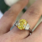 Platinum GIA Certified Fancy Yellow Diamond Ring – 4.01CT Center | BA766TS