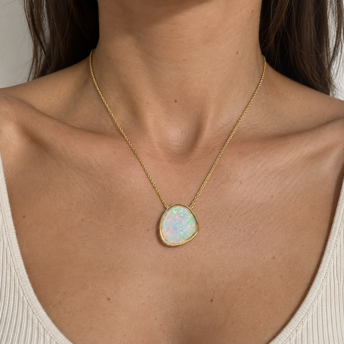 14K Yellow Gold Opal Pendant Necklace 14.72CT Opal COLN026 GLJJ