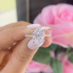 18K White Gold Oval Lab-Grown Diamond Ring – 3.07CT Center / 0.39CT Side Diamonds E/VS1 | OVER023