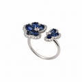 Sapphire and Diamond Flower Ring set in 14kt White Gold SDR050