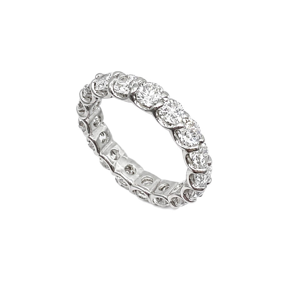 14K White Gold 3.95 CTW Round Diamond Eternity Band Ring WB519 NJJJ