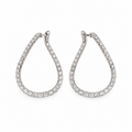 14K White Gold 3.00 Ct Diamond Teardrop Hoop Earrings
