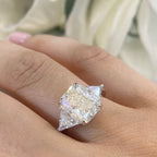14K White Gold Three-Stone Diamond Ring with GIA Certified 5.02CT Center Diamond & 1.33CT Side Diamonds I/SI1 | RADER015 ZESZJ